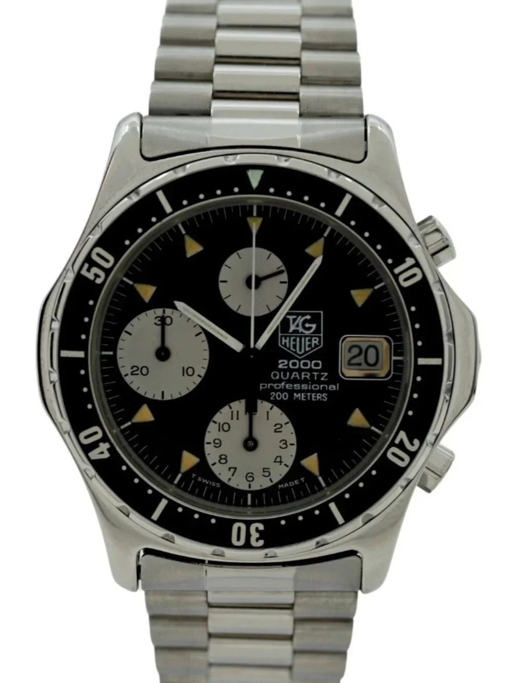 Tag Heuer 37mm Men's 2000 Series Chronograph Black Dial Watch! Ref: 273.206!